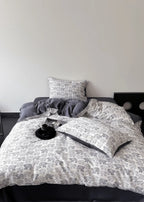 Twilight Zone Silky Tencel Bedding Set / White + Gray Ever Lasting