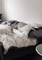 Twilight Zone Silky Tencel Bedding Set / White + Gray Ever Lasting