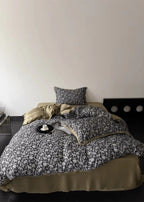 Twilight Zone Silky Tencel Bedding Set / White + Gray Ever Lasting