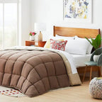 Twin All Seasons Beige/Brown Reversible Polyester Down Alternative Comforter