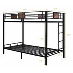 Twin over Twin Heavy Duty Metal Bunk Bed in Black with Side Ladder