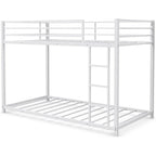 Twin over Twin Low Profile Modern Bunk Bed Frame in White Metal Finish