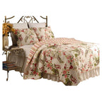 Twin size 100% Cotton Quilt Set with Sham in Pink Floral Butterfly
