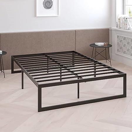 Twin Size 14 Inch Black Metal Steel Slat Platform Bed