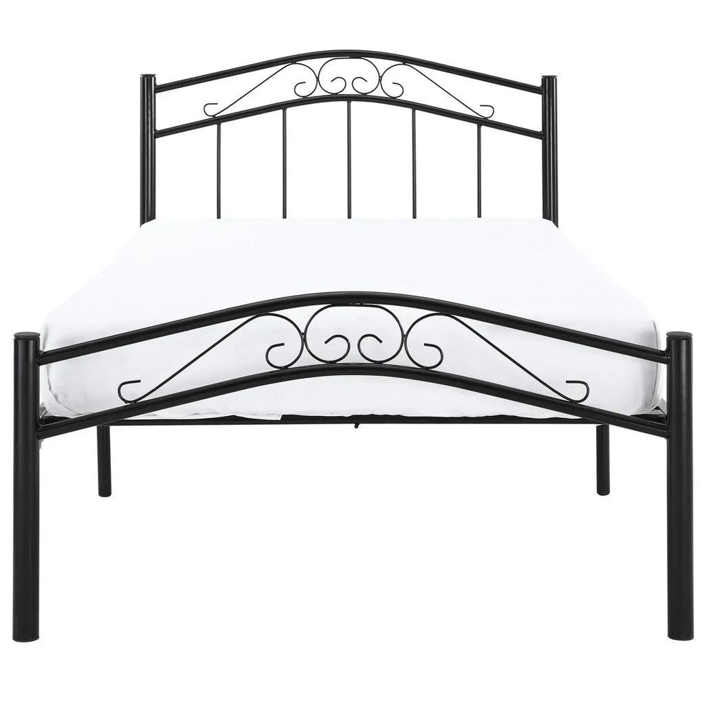 Twin size Black Metal Platform Bed with Headboard and Footboard