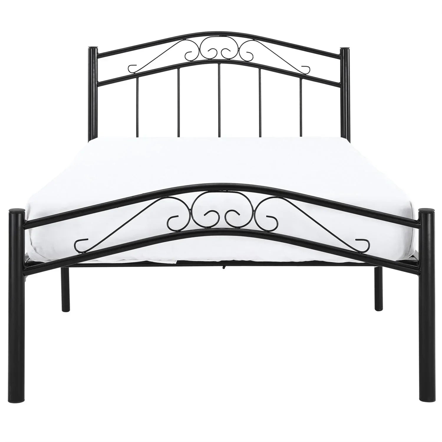 Twin size Black Metal Platform Bed with Headboard and Footboard