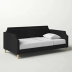 Twin size Black Polyester Fabric Upholstered Daybed with Nailhead Trim