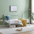Twin size Classic Heavy Duty Steel Day Bed Frame in White Metal Finish