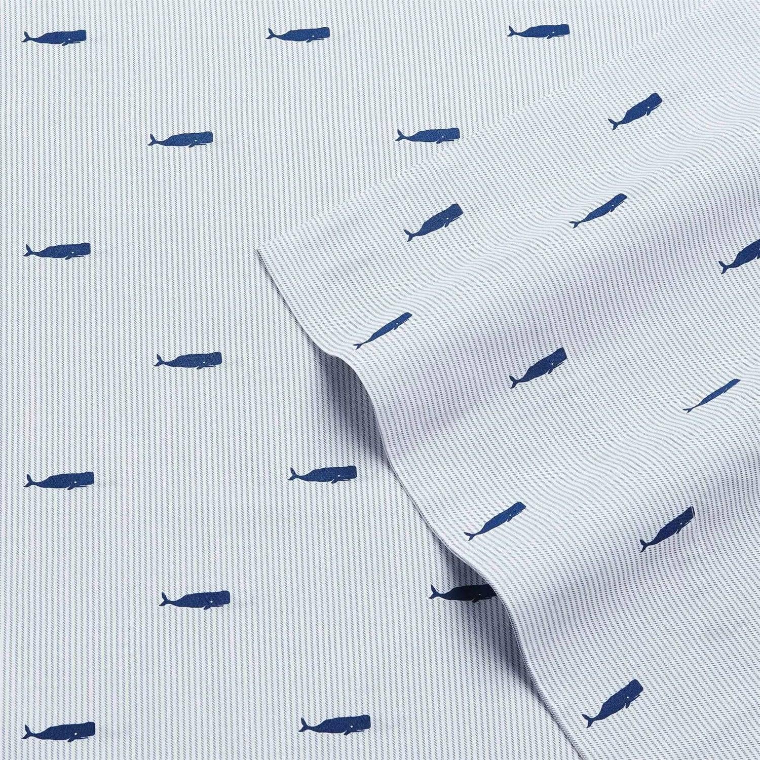 Twin size Coastal Beach 100-Percent Cotton Navy Blue White Stripe Sheet Set