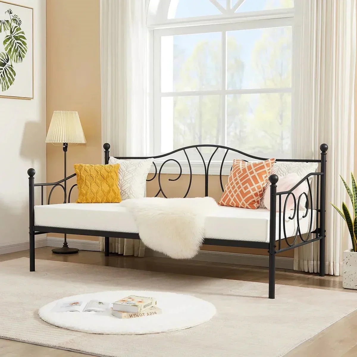 Twin size French Country Style Black Metal Day Bed Frame