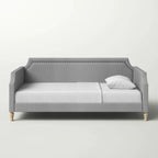 Twin size Grey Polyester Fabric Upholstered Daybed with Nailhead Trim