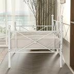 Twin size Heavy Duty Metal Daybed Frame in Classic White Finish