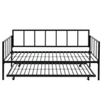 Twin size Heavy Duty Metal Daybed with Roll-Out Trundle Bed