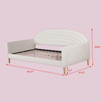Twin size Mid-Century Modern Off-White Cream Velvet Upholstered Daybed