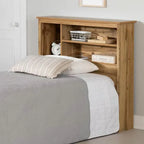 Twin size Modern Scandinavian Style Bookcase Headboard in Oak Wood Finish