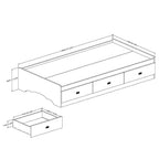 Twin size White Platform Bed Frame with 3 Storage Drawers