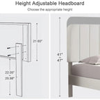 Twin size White Upholstered Platform Bed Frame with Headboard