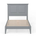 Twin Traditional Solid Oak Wooden Platform Bed Frame with Headboard in Grey