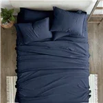 Twin XL Navy Blue 4-Piece Soft Wrinkle Resistant Microfiber/Polyester Sheet Set