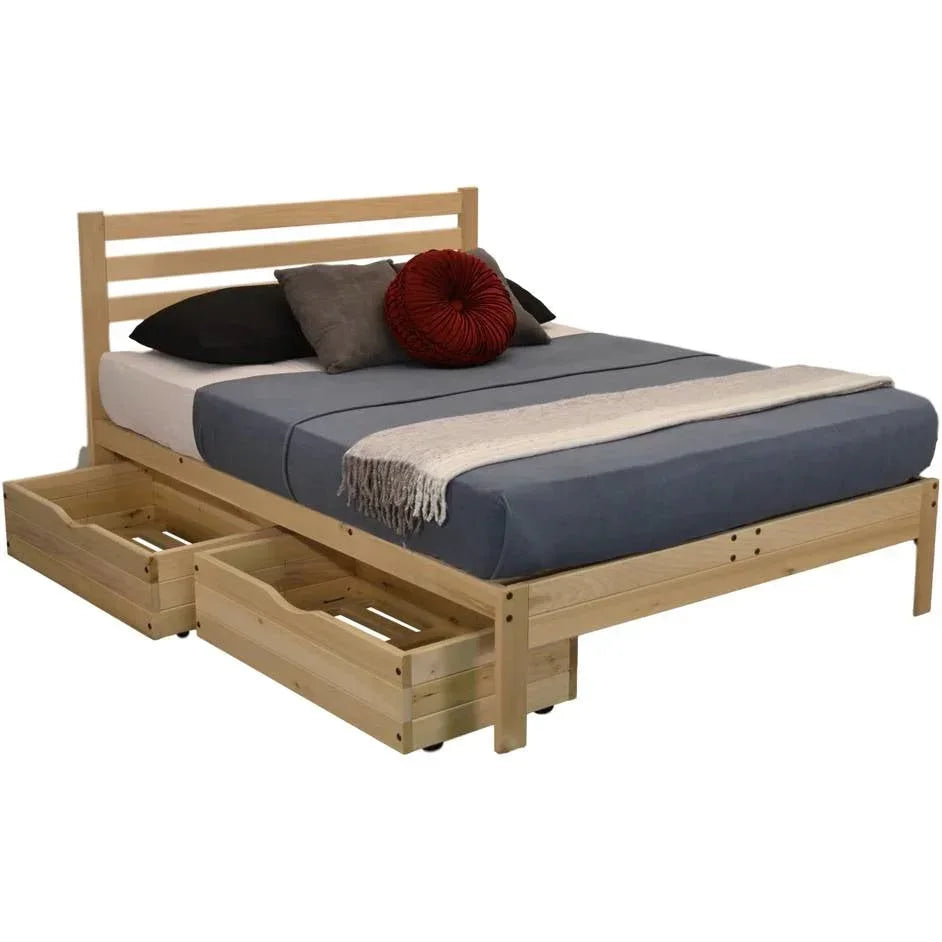 Twin XL size Solid Wood Platform Bed Frame with Slatted Headboard - Made in USA