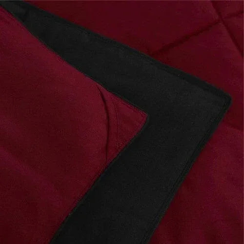Twin/Twin XL Traditional Microfiber Reversible 3 Piece Comforter Set in Black/Maroon