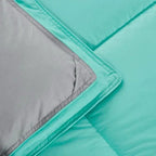 Twin/Twin XL Traditional Microfiber Reversible 3 Piece Comforter Set in Blue/Grey
