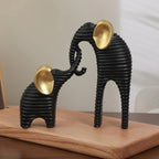 Two High-End Black And Golden/White And Golden Parent- Elephant Figurines for Home Decor, Suitable for Living Rooms, Entryways, Wine Cabinets, And TV Stands. House Of Avana