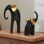 Two High-End Black And Golden/White And Golden Parent- Elephant Figurines for Home Decor, Suitable for Living Rooms, Entryways, Wine Cabinets, And TV Stands. House Of Avana