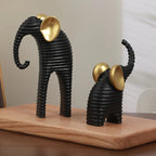 Two High-End Black And Golden/White And Golden Parent- Elephant Figurines for Home Decor, Suitable for Living Rooms, Entryways, Wine Cabinets, And TV Stands. House Of Avana [[SKU:HOA-KDS-401]]