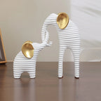 Two High-End Black And Golden/White And Golden Parent- Elephant Figurines for Home Decor, Suitable for Living Rooms, Entryways, Wine Cabinets, And TV Stands. House Of Avana