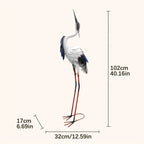 Two Pairs of Elegant White Crane Statues, with Head Up and Head Down Styles, Smooth Metal Design, Courtyard Villa Garden Decoration, Lawn and Gardening, Outdoor Bird Garden Decoration, Metal Crafts House Of Avana [[SKU:HOA-GDN-008]]