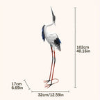 Two Pairs of Elegant White Crane Statues, with Head Up and Head Down Styles, Smooth Metal Design, Courtyard Villa Garden Decoration, Lawn and Gardening, Outdoor Bird Garden Decoration, Metal Crafts House Of Avana