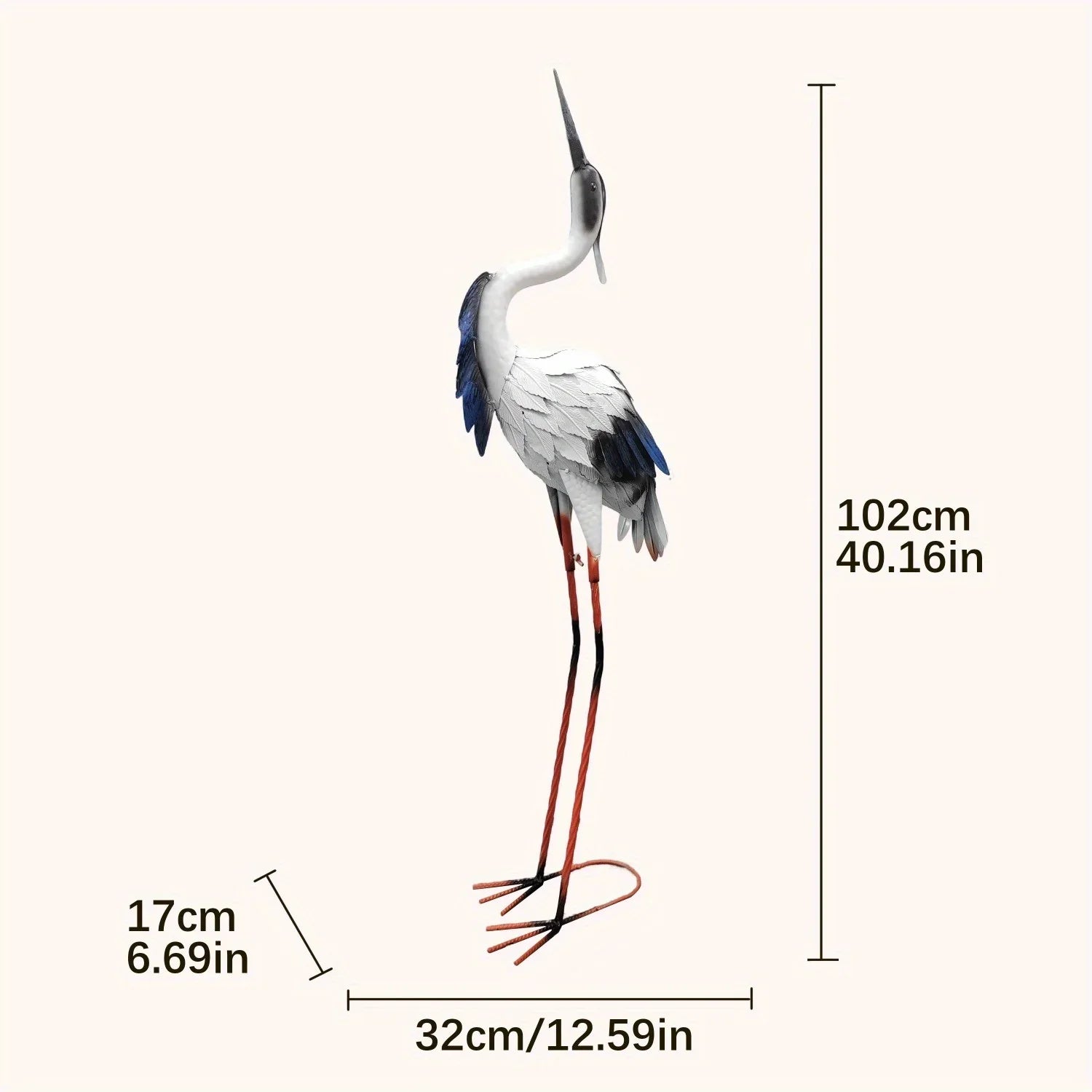 Two Pairs of Elegant White Crane Statues, with Head Up and Head Down Styles, Smooth Metal Design, Courtyard Villa Garden Decoration, Lawn and Gardening, Outdoor Bird Garden Decoration, Metal Crafts House Of Avana