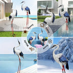 Two Pairs of Elegant White Crane Statues, with Head Up and Head Down Styles, Smooth Metal Design, Courtyard Villa Garden Decoration, Lawn and Gardening, Outdoor Bird Garden Decoration, Metal Crafts House Of Avana