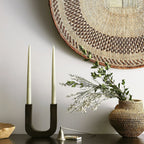 U-Shaped Wooden Double Taper Candlestick Holder Kanju Interiors