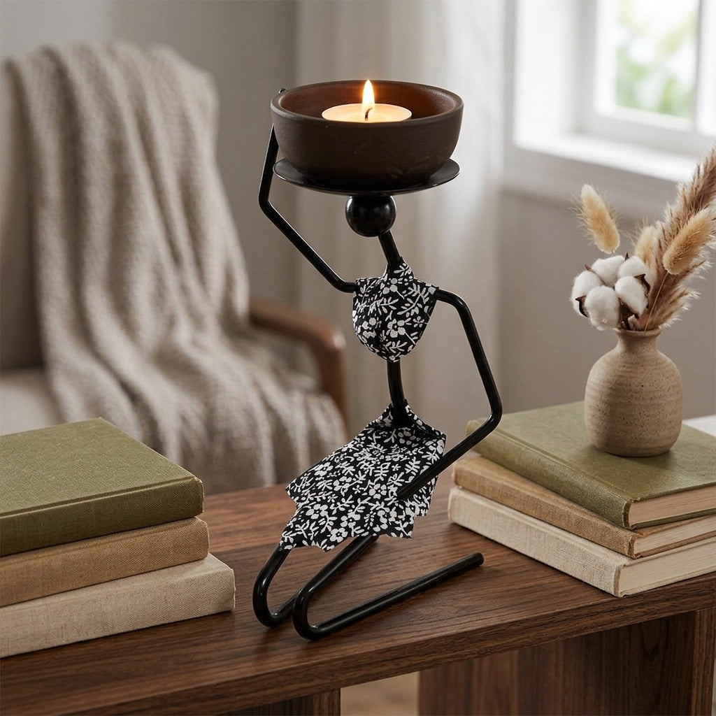 Wooden Candle Holder Home Decor Cozy Atmosphere