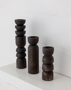 Abstract Wooden Tealight Totem Candle Holder Kanju Interiors