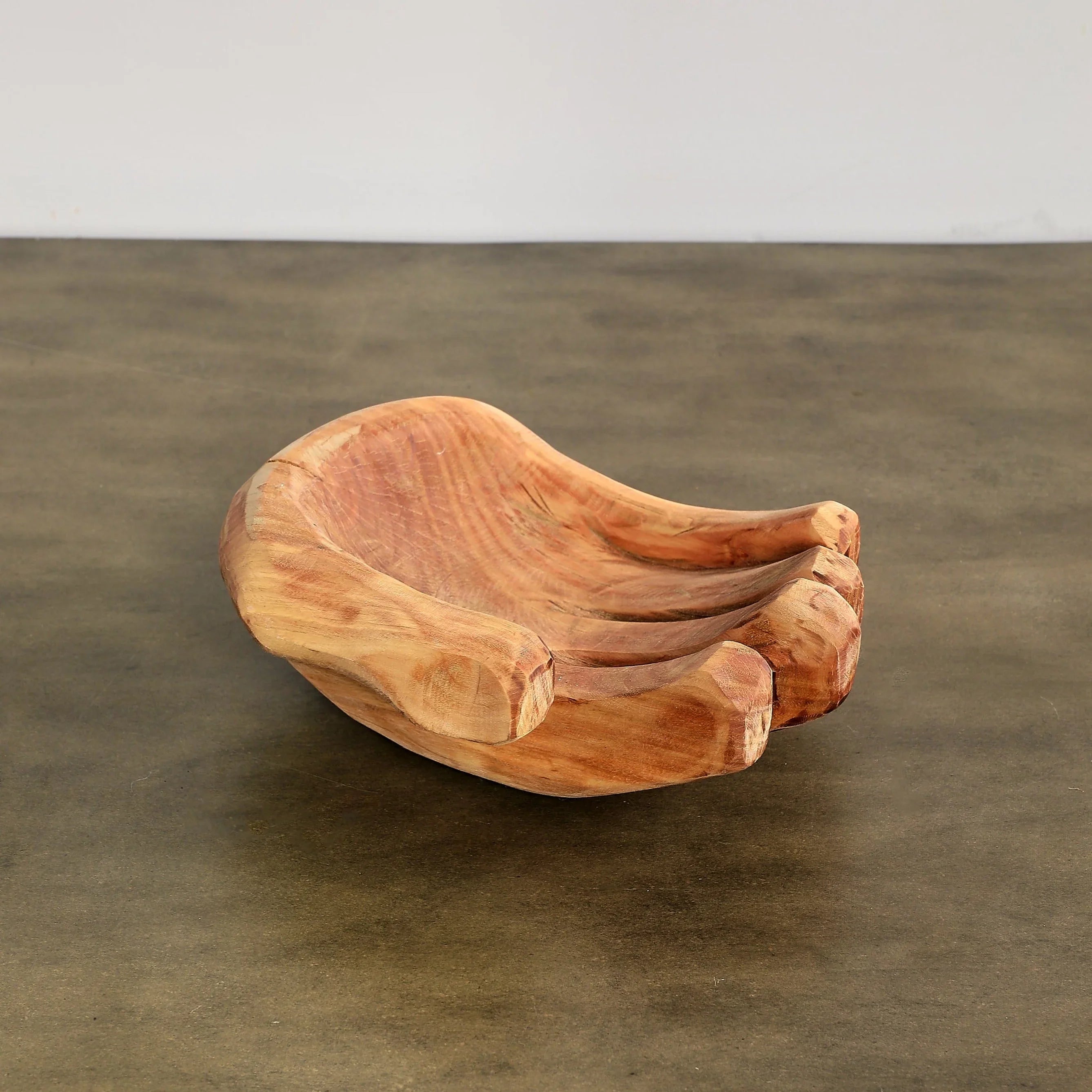 Cupped Hand Natural Eucalyptus Wood Bowl Sculpture Kanju Interiors