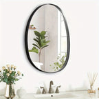 Metal Framed Mirror for Wall Modern Asymmetrical Unique Hanging Mirror Artistic Unique Oval Shape Wall Mirror Decor Bathroom Vanity Bedroom Living Room Entryway Hallway Small House Of Avana