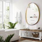 Metal Framed Mirror for Wall Modern Asymmetrical Unique Hanging Mirror Artistic Unique Oval Shape Wall Mirror Decor Bathroom Vanity Bedroom Living Room Entryway Hallway Small House Of Avana