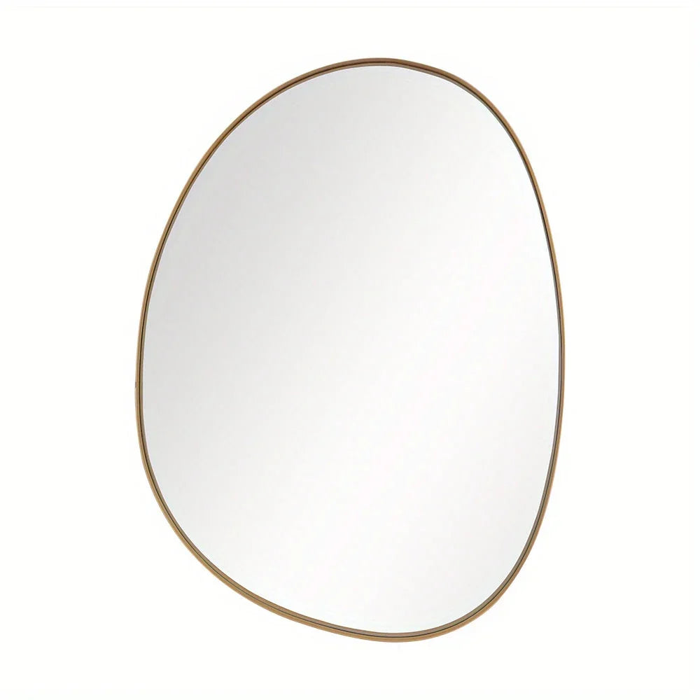 Metal Framed Mirror for Wall Modern Asymmetrical Unique Hanging Mirror Artistic Unique Oval Shape Wall Mirror Decor Bathroom Vanity Bedroom Living Room Entryway Hallway Small House Of Avana