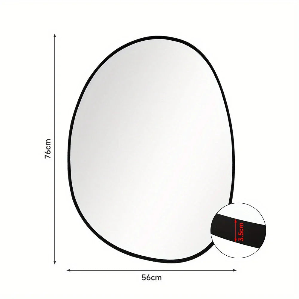 Metal Framed Mirror for Wall Modern Asymmetrical Unique Hanging Mirror Artistic Unique Oval Shape Wall Mirror Decor Bathroom Vanity Bedroom Living Room Entryway Hallway Small House Of Avana