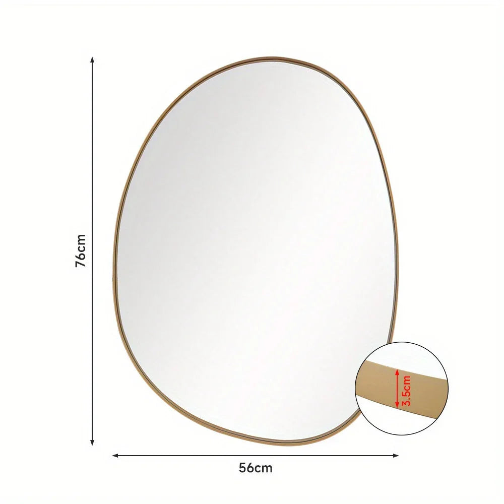 Metal Framed Mirror for Wall Modern Asymmetrical Unique Hanging Mirror Artistic Unique Oval Shape Wall Mirror Decor Bathroom Vanity Bedroom Living Room Entryway Hallway Small House Of Avana