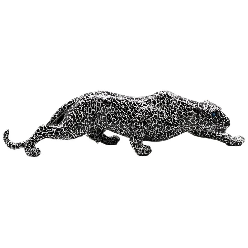 Unique Modern Black & White Leopard Statue - House Of Avana