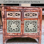 Unpainted wooden square applique, ornamental cornice detail - House of Avana