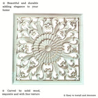 Unpainted wooden square applique, ornamental cornice detail - House of Avana