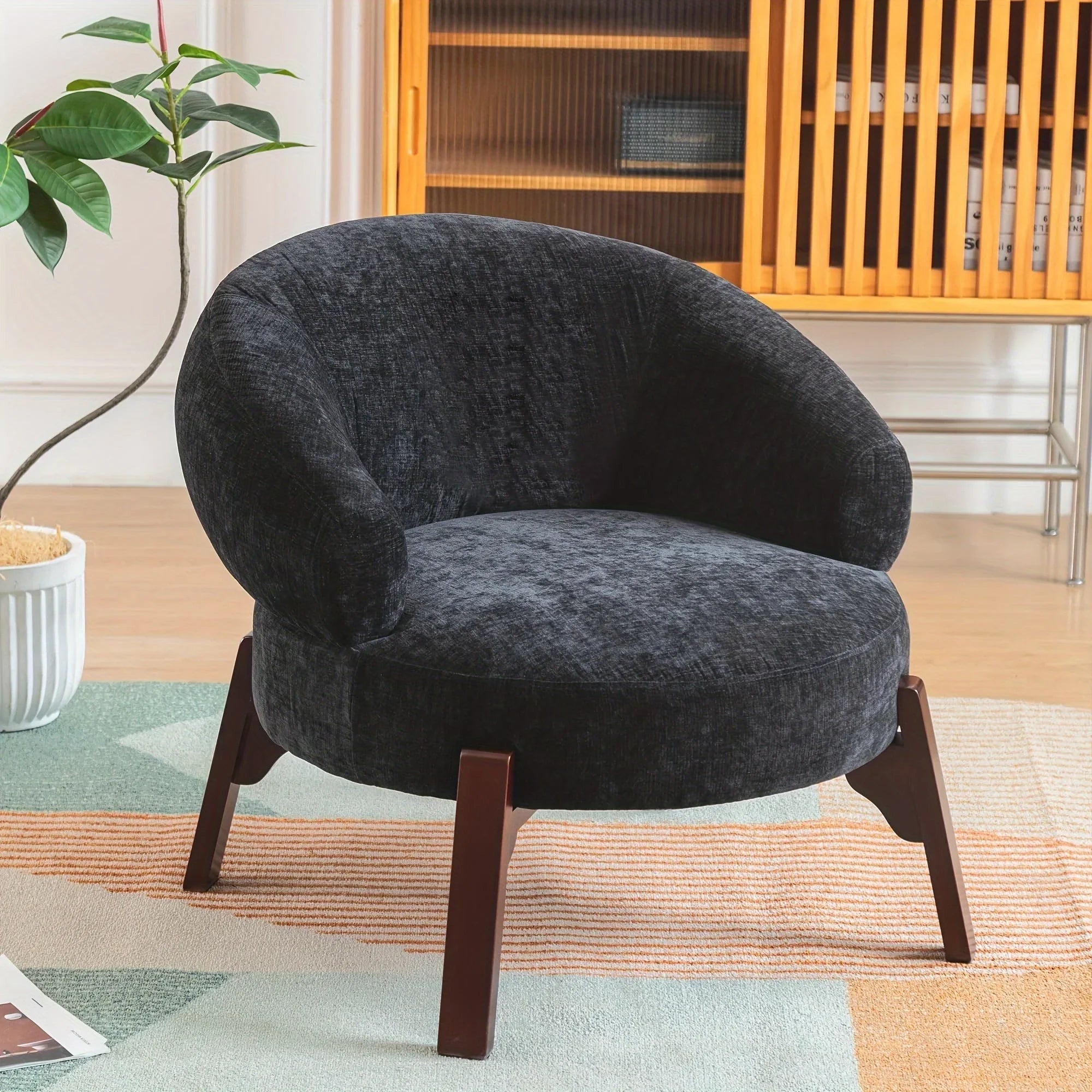 DYHOME 1pc Mid-Century Retro Modern Upholstered Lounge Chair Fabric Accent Chair Sturdy Wooden Frame Armchair, Living Room Bedroom Decoration House Of Avana