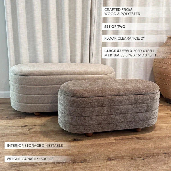 Upholstered Nesting Storage Bench, Set of 2 Decor Steals