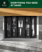 Utensil Drawer Organizer, Black (5 Slots) Royal Craft Wood