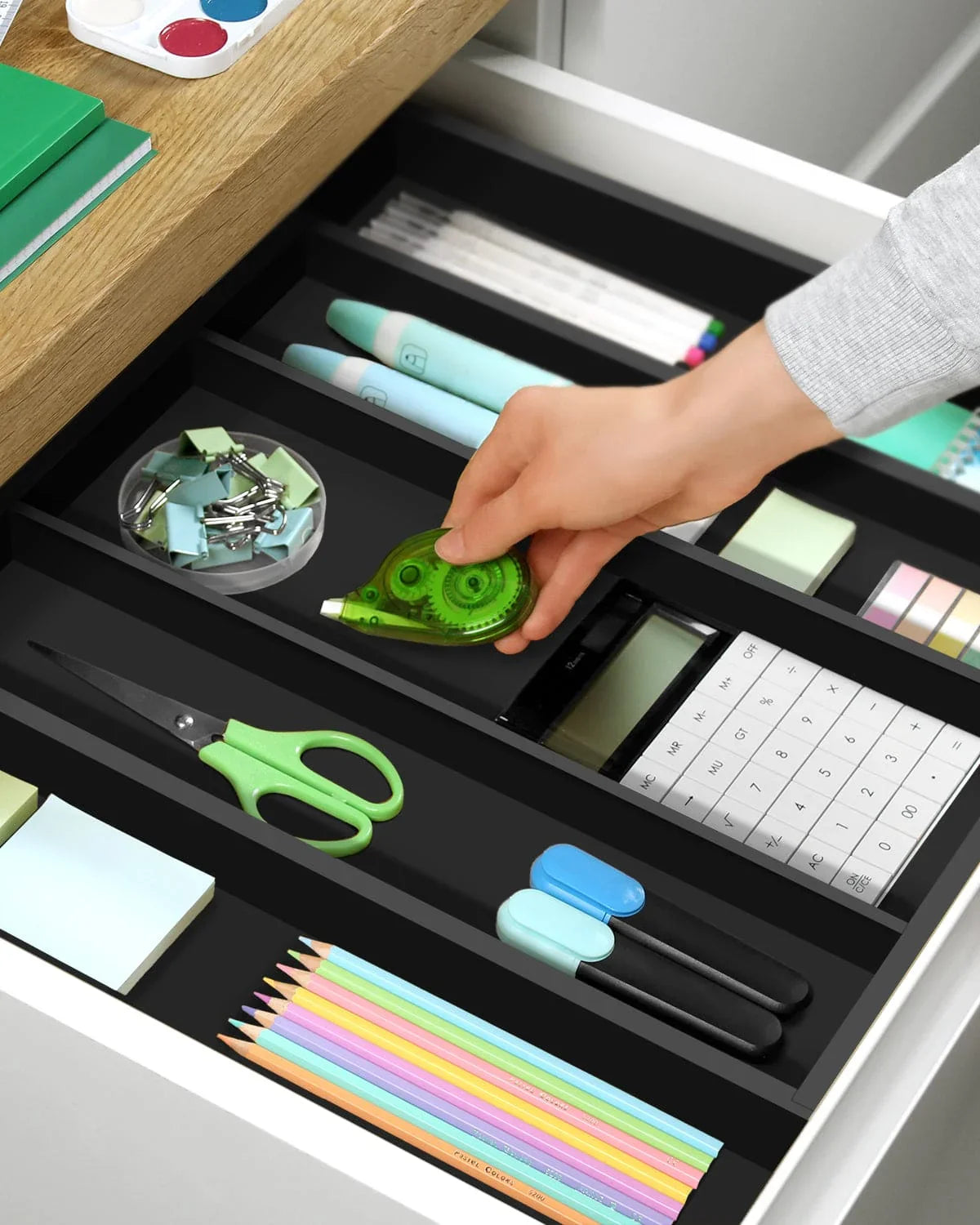 Utensil Drawer Organizer, Black (5 Slots) Royal Craft Wood
